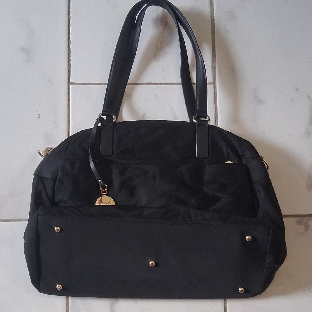 Lo & Sons Black Shoulder Bag with Gold Accents